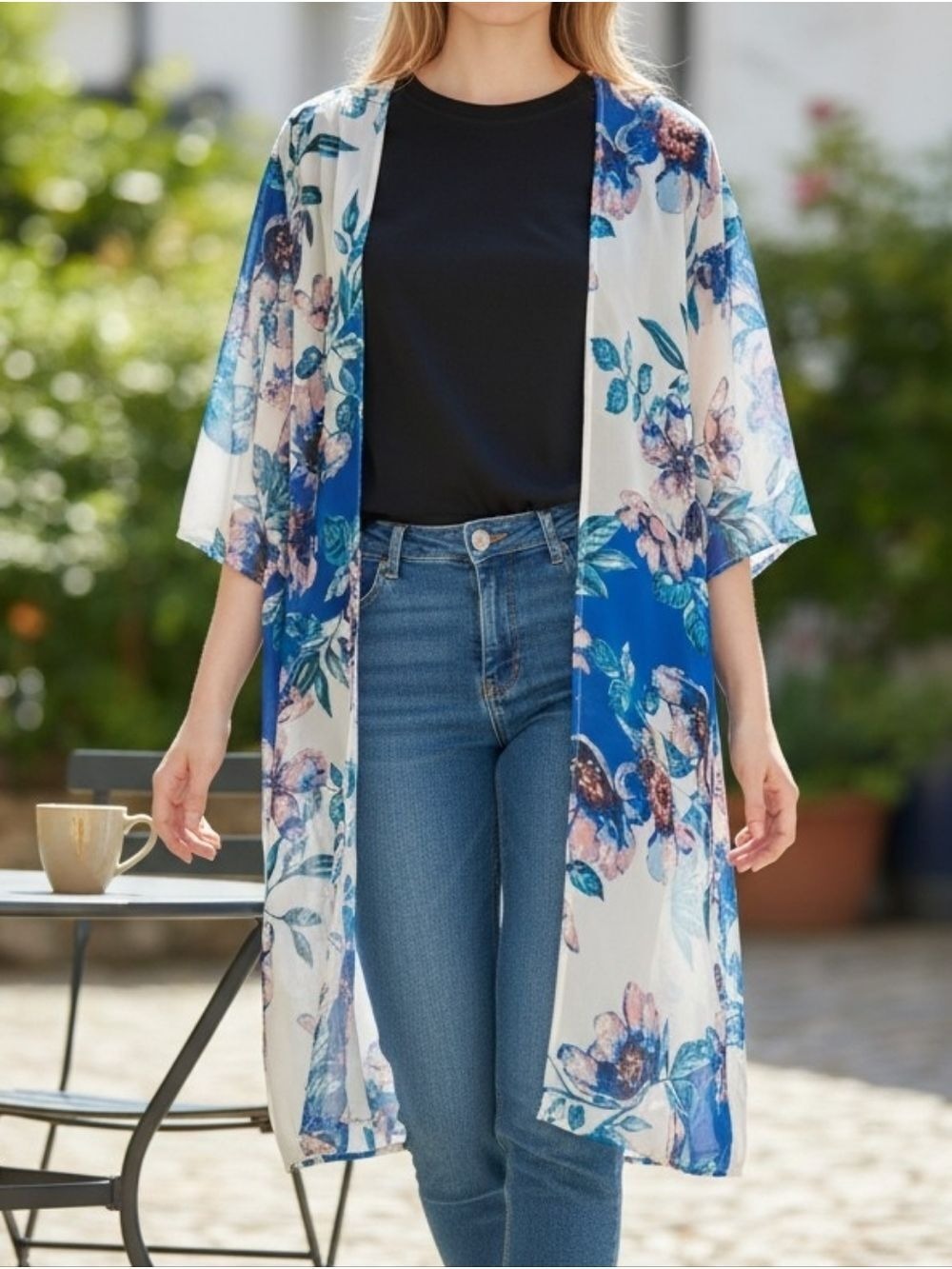 S - Charlotte Russe • Colour Block Floral Duster